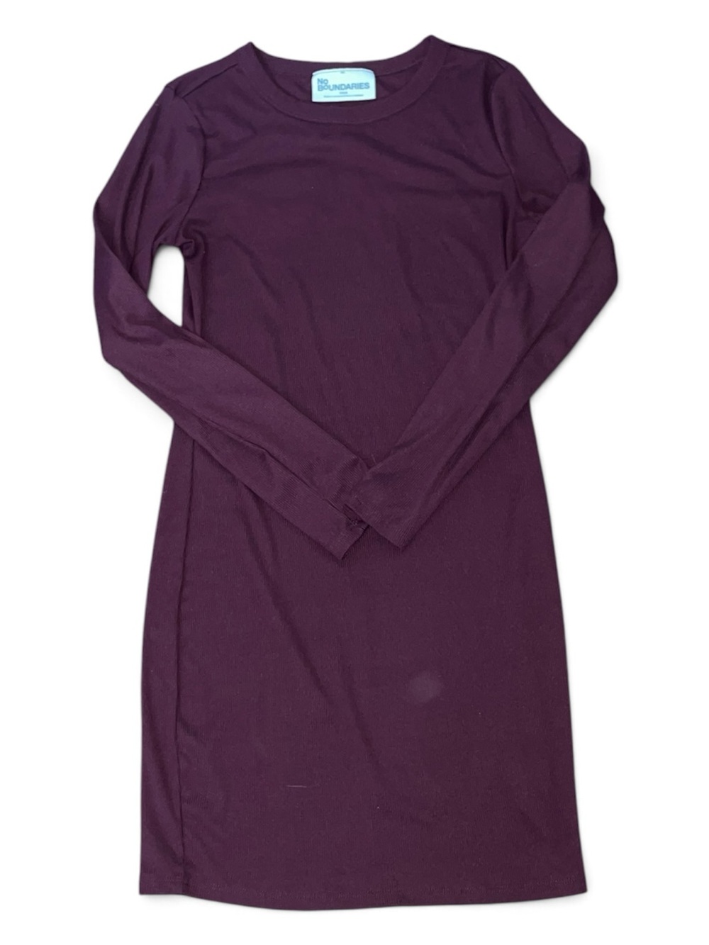 No Boundaries Burgundy Ribbed Bodycon Mini Dress Size S Long Sleeve Fitted
